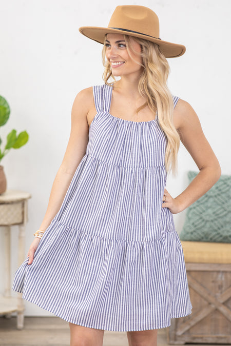 Denim Blue Tiered Flowy Dress