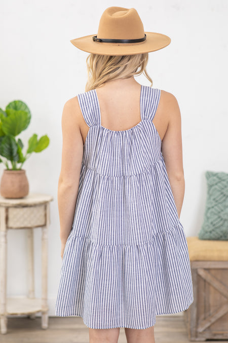 Denim Blue Tiered Flowy Dress