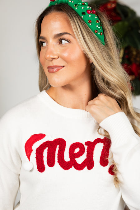 PRE-ORDER Merry With Pom Knit Sweater shipping apx 11/22