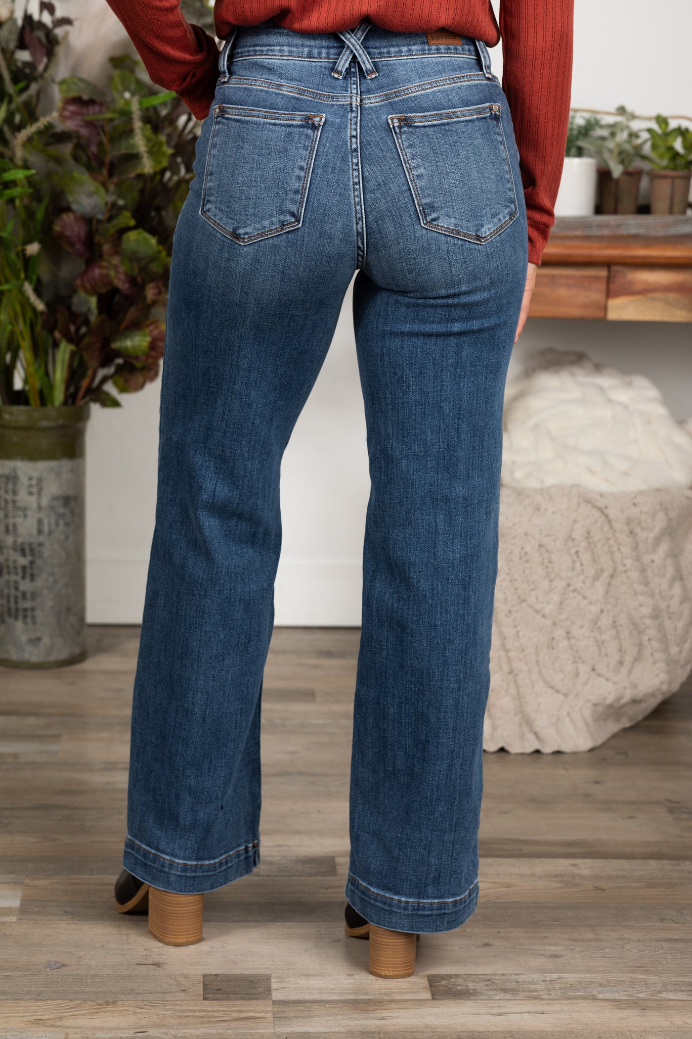 Judy Blue Double Button Wide Leg Jeans