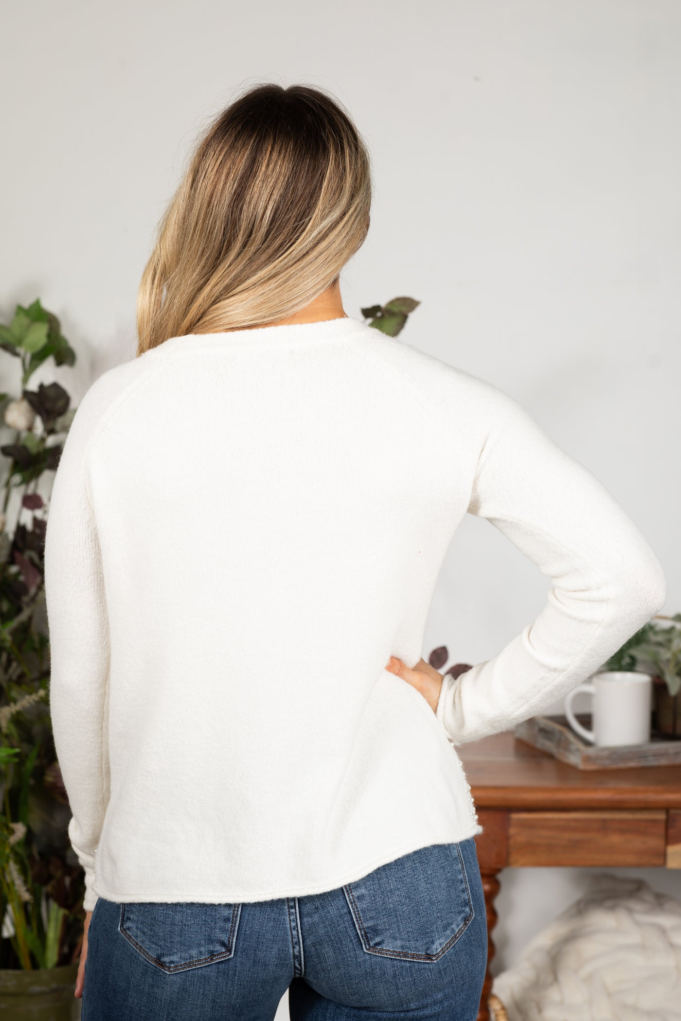 Ivory Pearl Detail Sweater