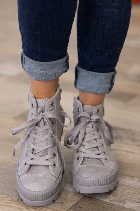 Light Grey Lug Sole High Top Sneakers