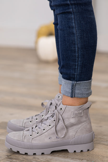 Light Grey Lug Sole High Top Sneakers