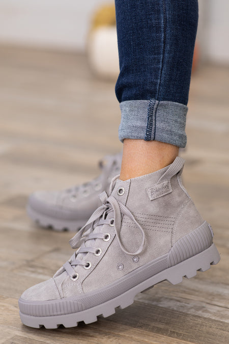 Light Grey Lug Sole High Top Sneakers