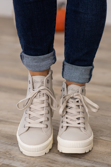 Beige Lug Sole High Top Sneakers