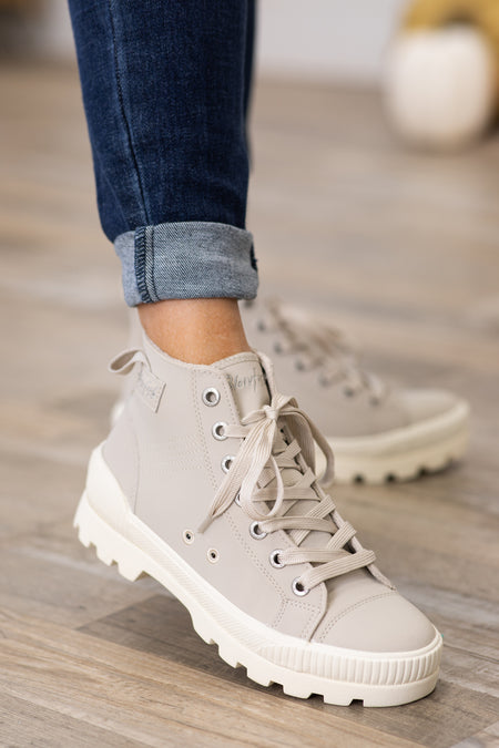 Beige Lug Sole High Top Sneakers