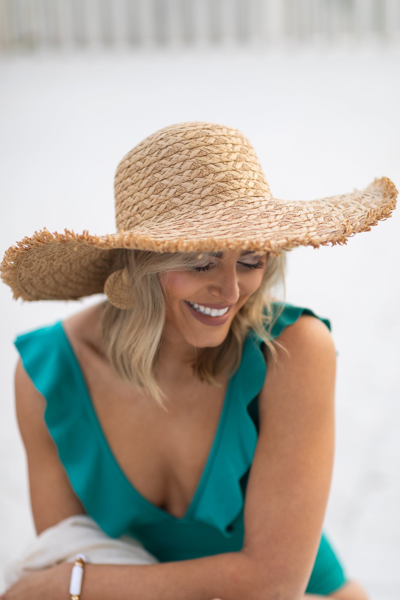 Tan Straw Braided Sun Hat