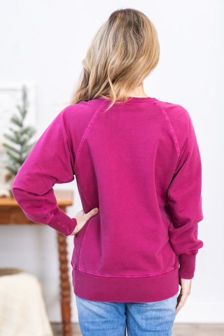 Raspberry Pigment Dyed Sweatshirt