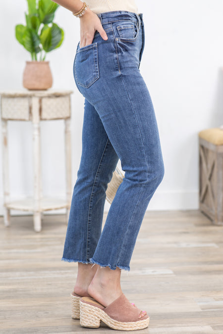 RFM Tummy Support Fray Hem Slim Straight Jeans