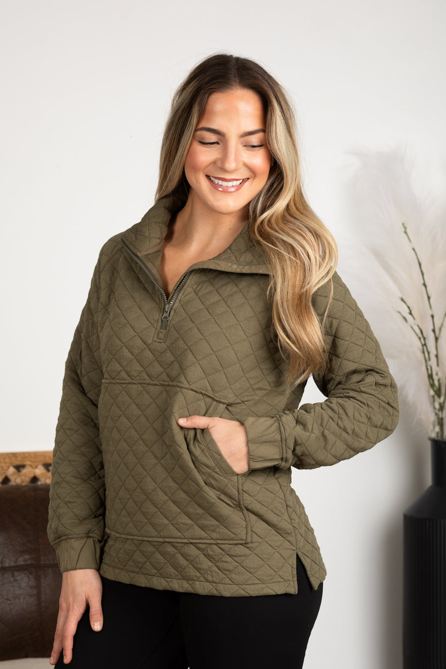 Cozy Quilted Jersey Pullover