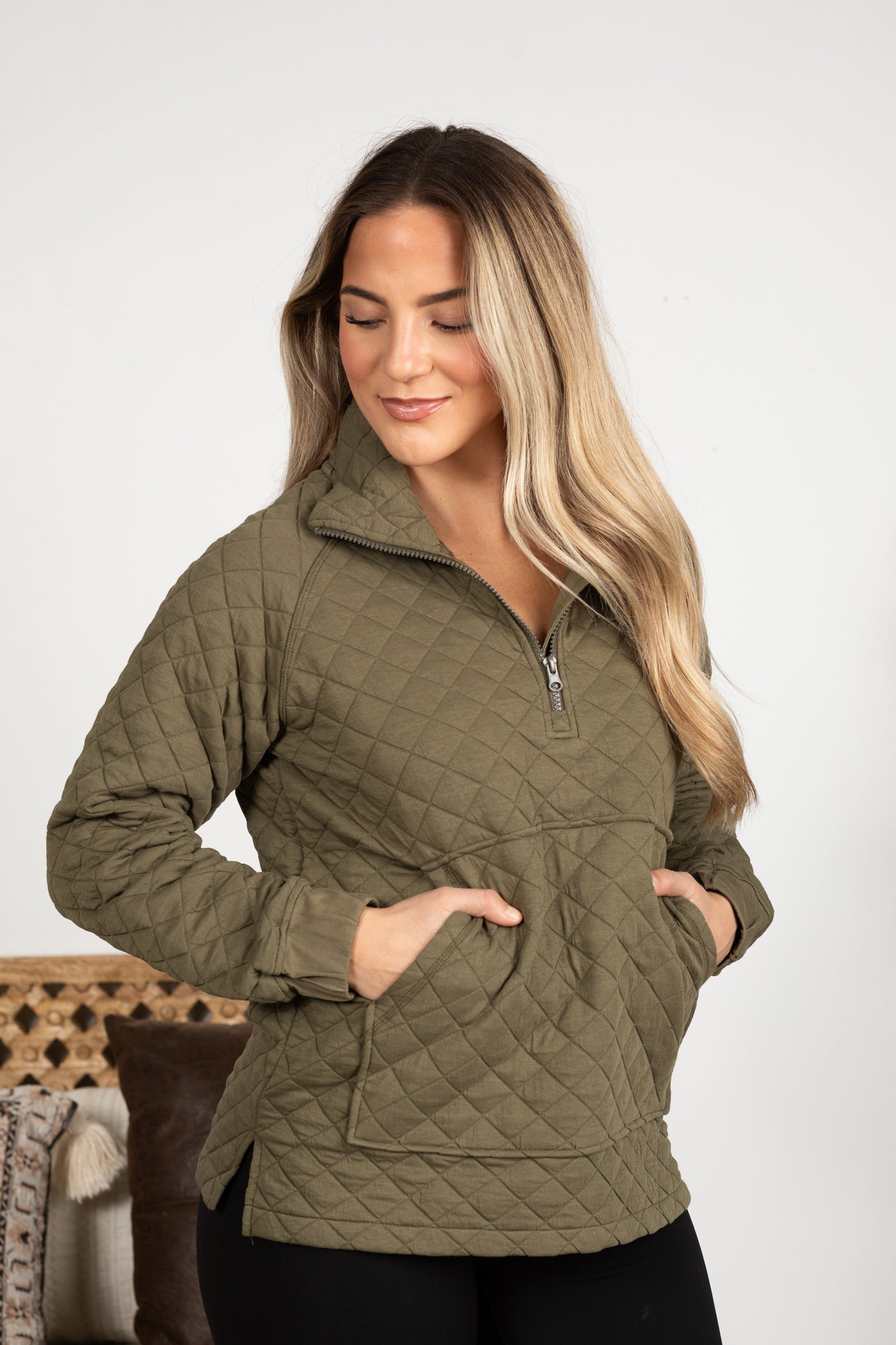 Cozy Quilted Jersey Pullover