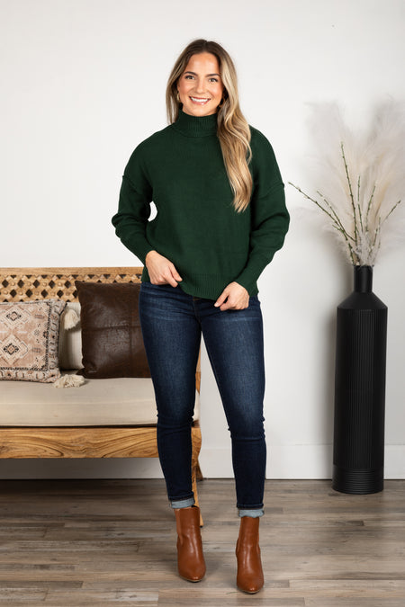 Mock Neck Ribbed Sweater Top