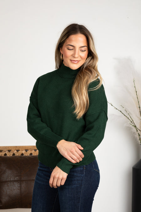 Mock Neck Ribbed Sweater Top