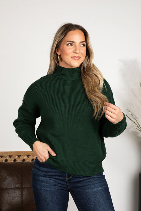 Mock Neck Ribbed Sweater Top