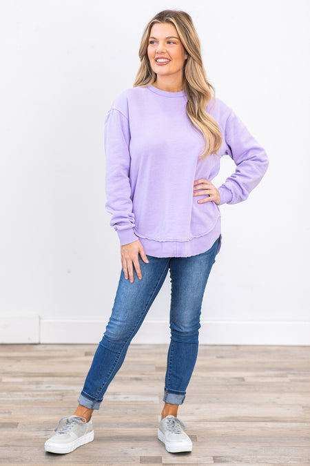 Light Lavender Fleece Pigment Dyed Sweatshirt