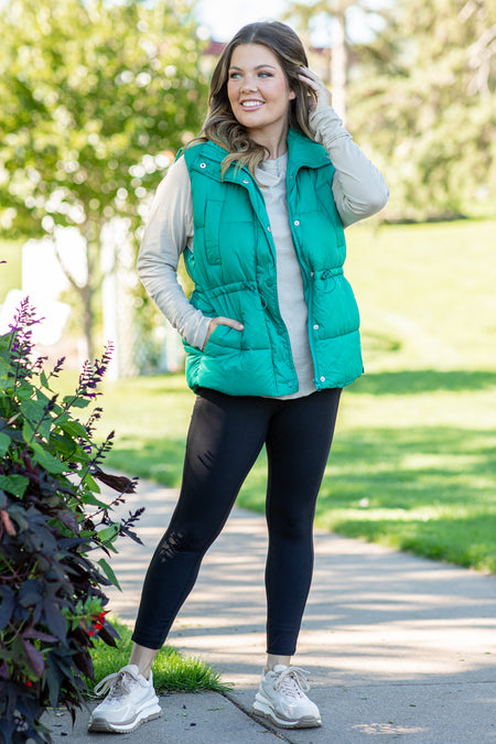 Jade Channel Quilted Puffer Vest