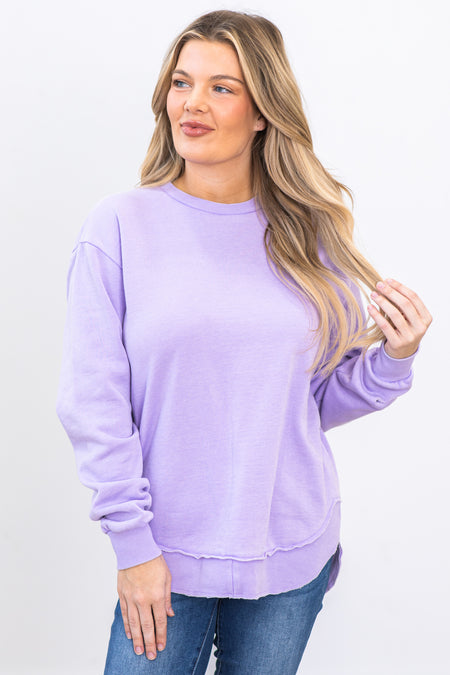 Light Lavender Fleece Pigment Dyed Sweatshirt