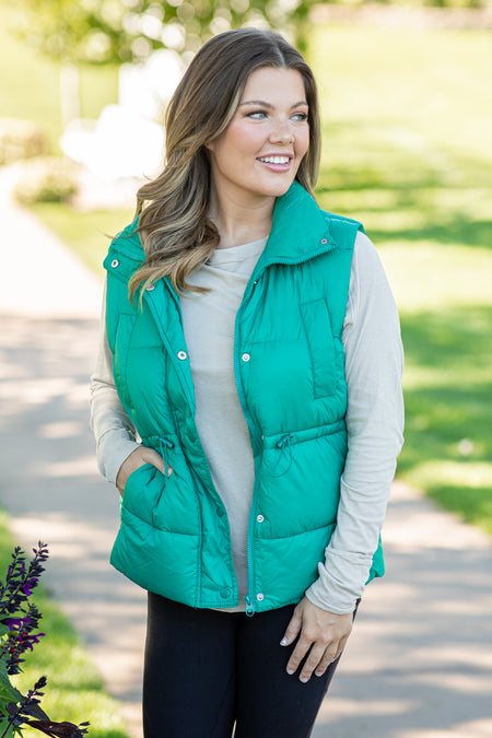 Jade Channel Quilted Puffer Vest