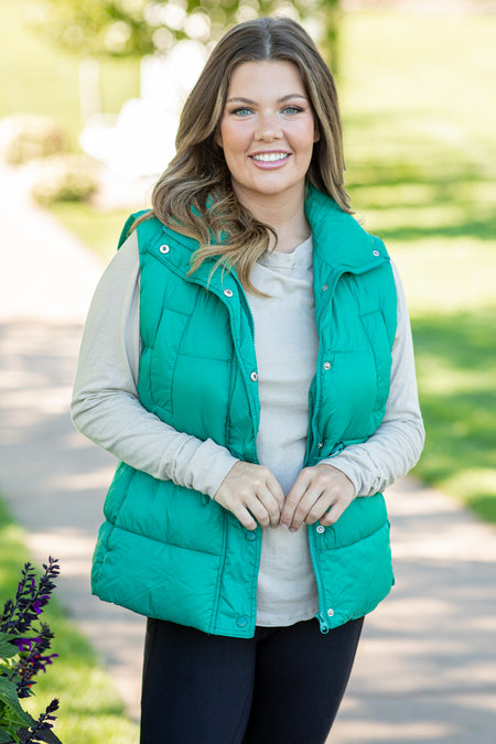 Jade Channel Quilted Puffer Vest