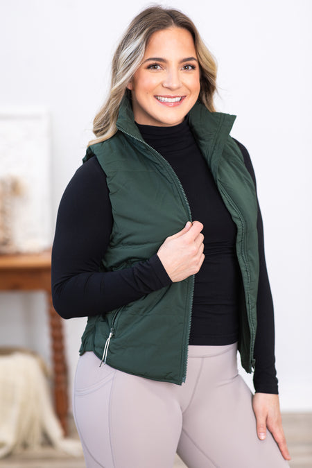 Hunter Green Vest With Zipper Pockets