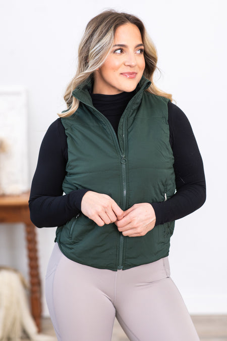 Hunter Green Vest With Zipper Pockets