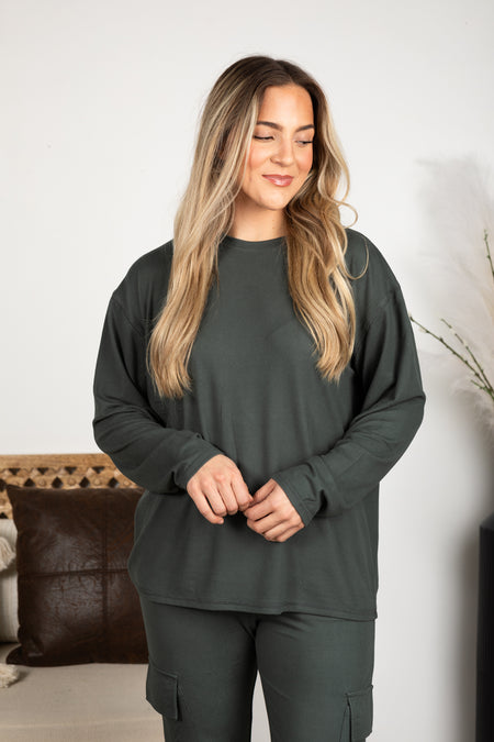 Cozy Boyfriend Hacci Long Sleeve Knit Top