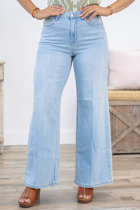 Cello High Light Wash Rise Wide Leg Jean