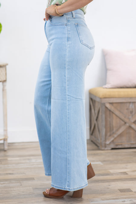 Cello High Light Wash Rise Wide Leg Jean