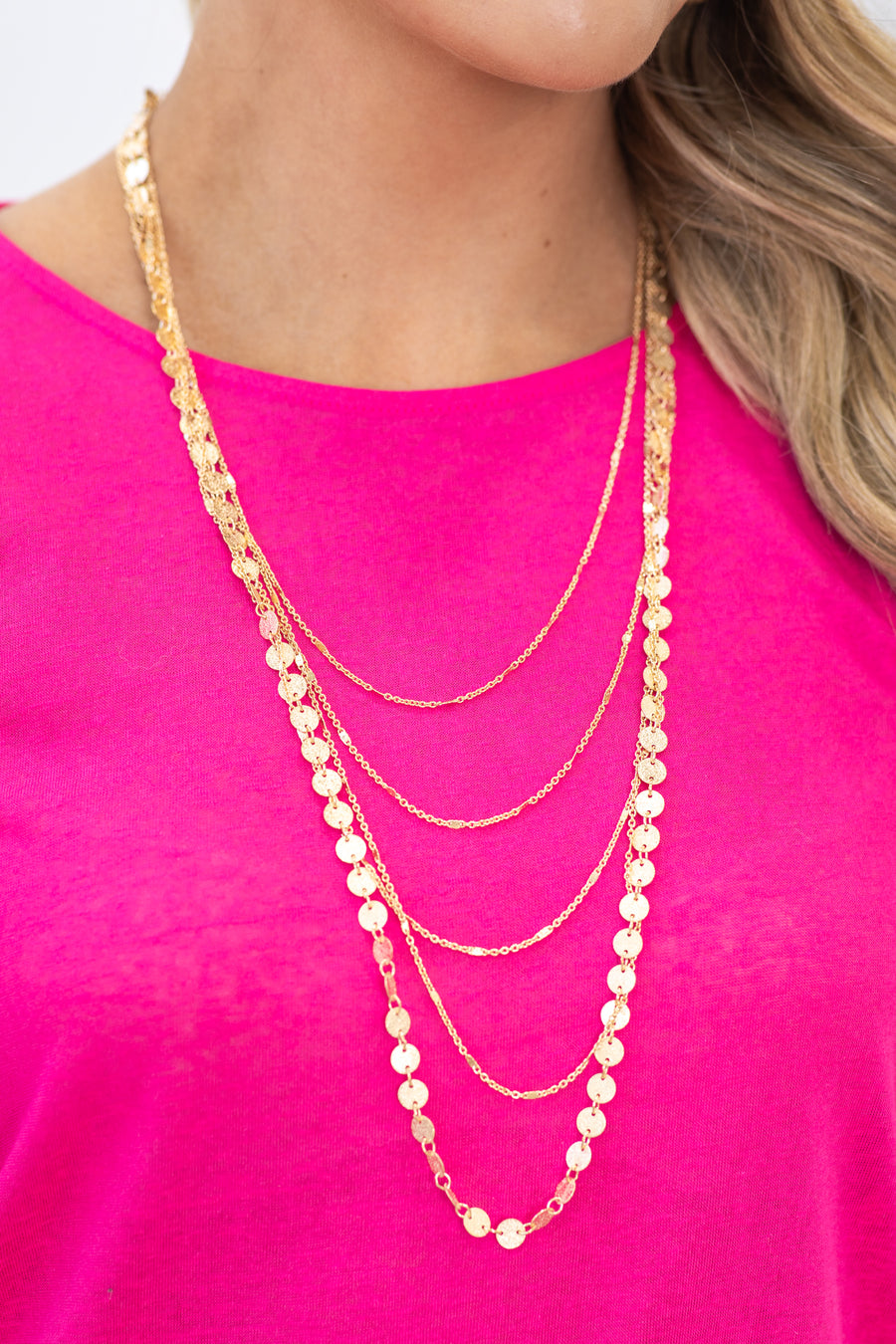 Gold Metal Layered Necklace