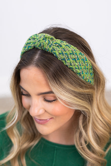 Kelly Green Tweed Knotted Headband