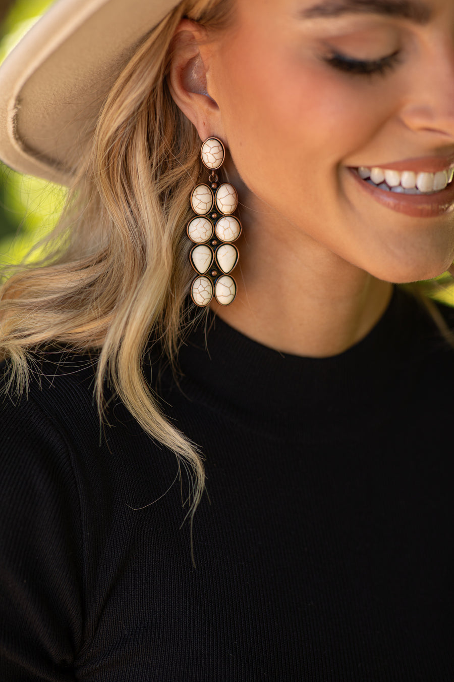 Copper and Ivory Dangle Earrings