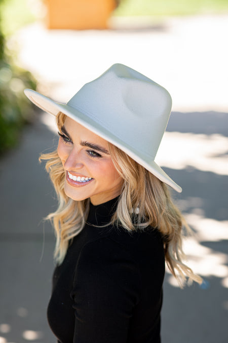 Beige Felted Wide Brim Hat