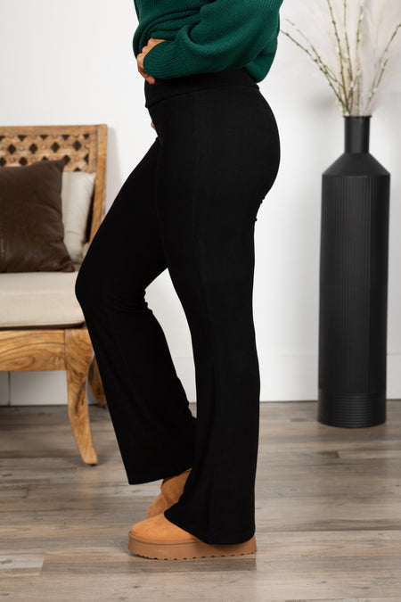 Black Soft Knit Velvet Pants