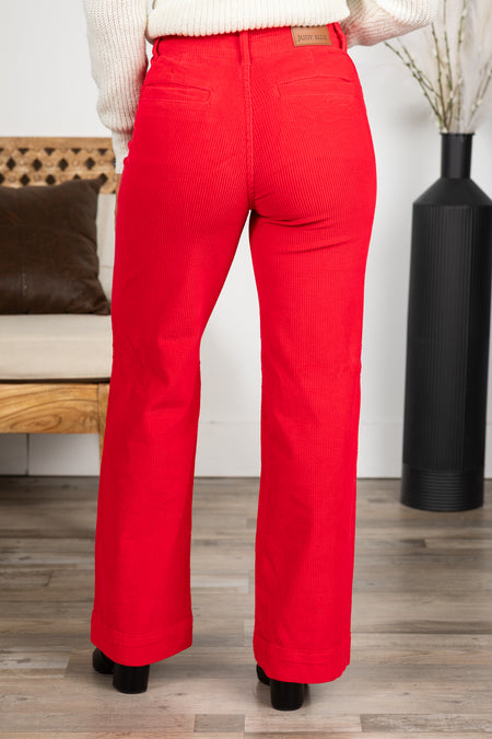 Judy Blue Red Corduroy Trouser Wide Pants