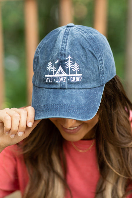 Navy Wash Live Love Camp Baseball Hat - Filly Flair