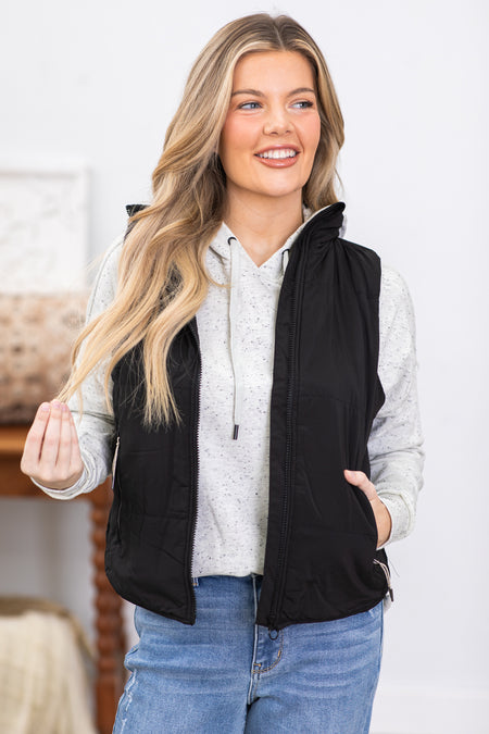 Black Vest With Zipper Pockets