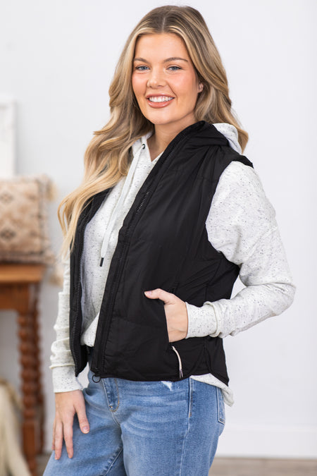 Black Vest With Zipper Pockets