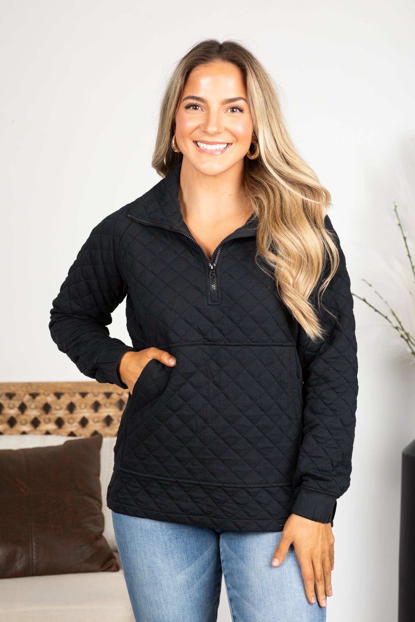 Cozy Quilted Jersey Pullover