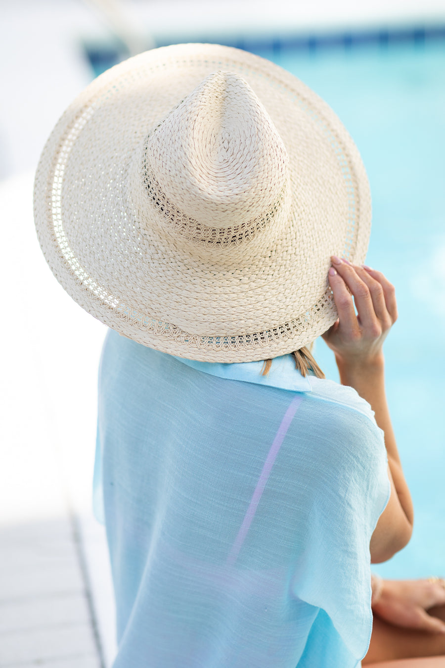 Ivory Boho Flat Brim Straw Hat