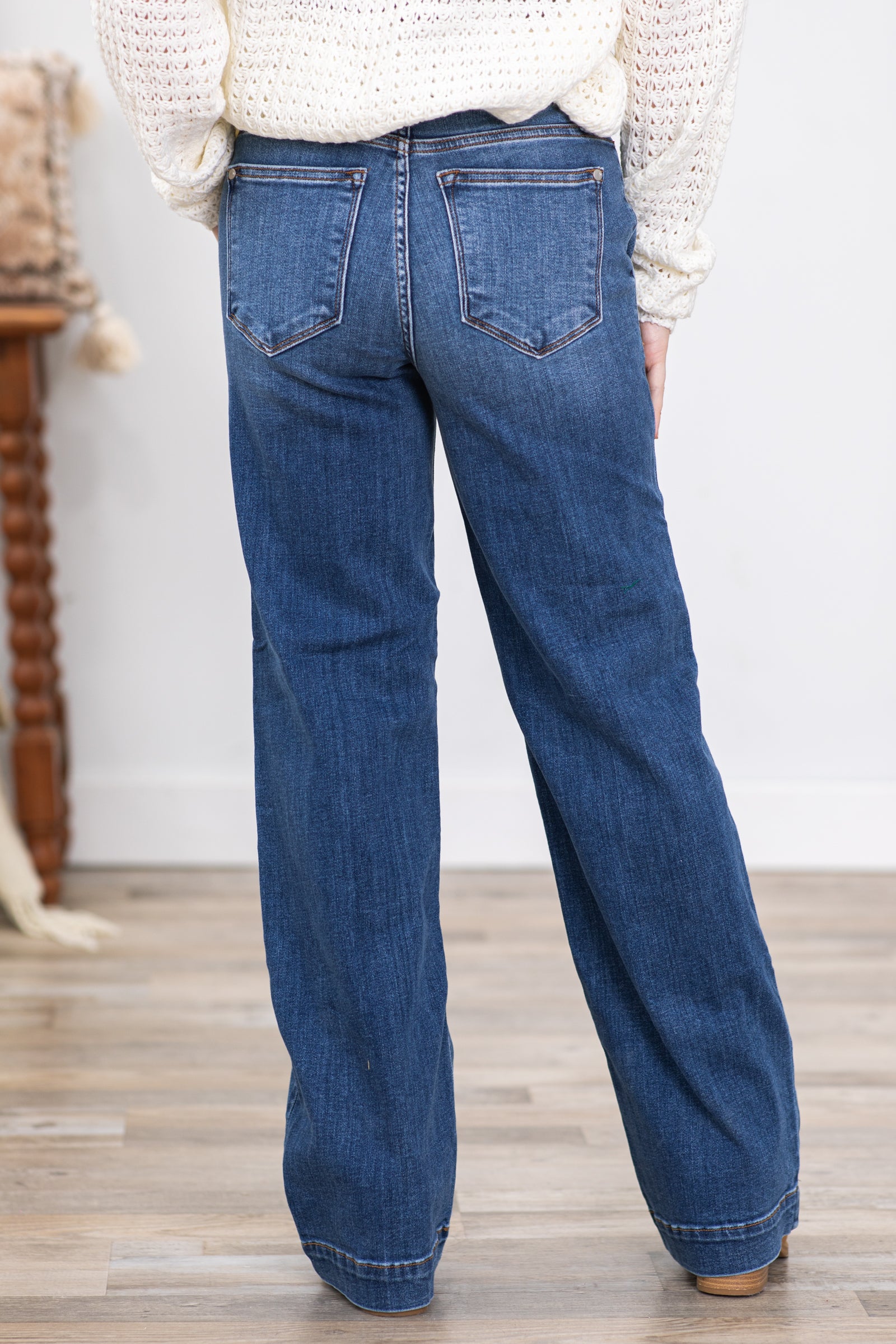 Button wide leg clearance jeans