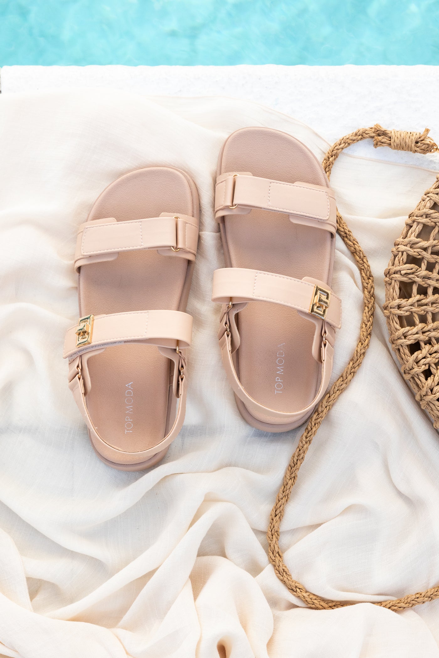 Slingback Velcro Strap With Gold Sandals