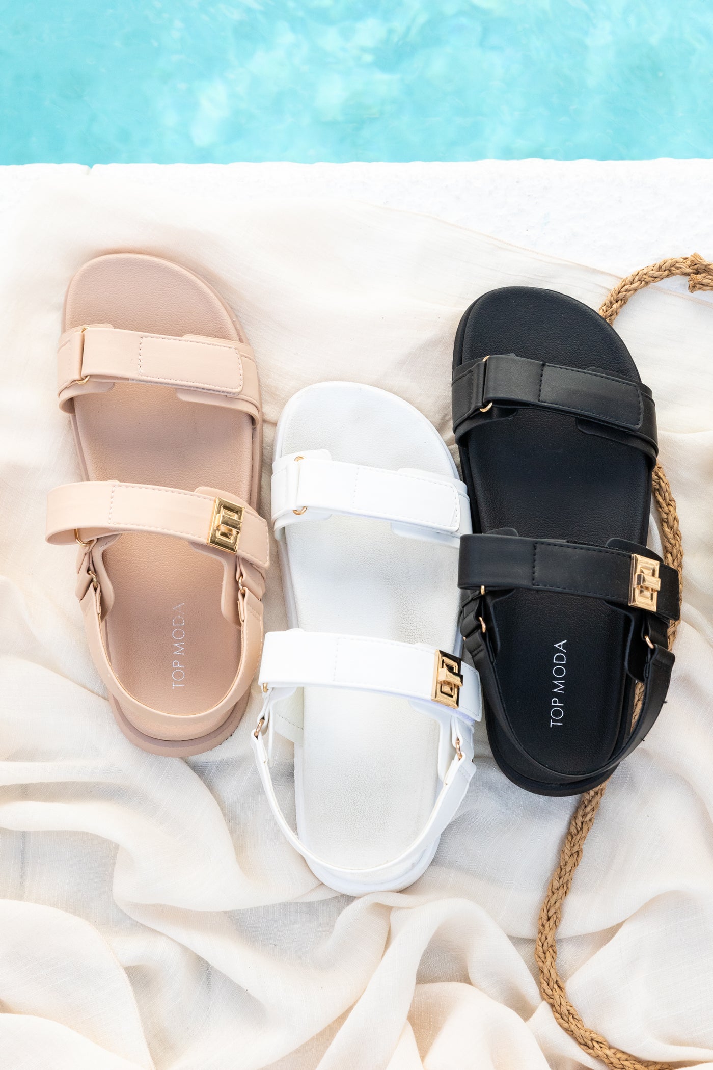 Slingback Velcro Strap With Gold Sandals