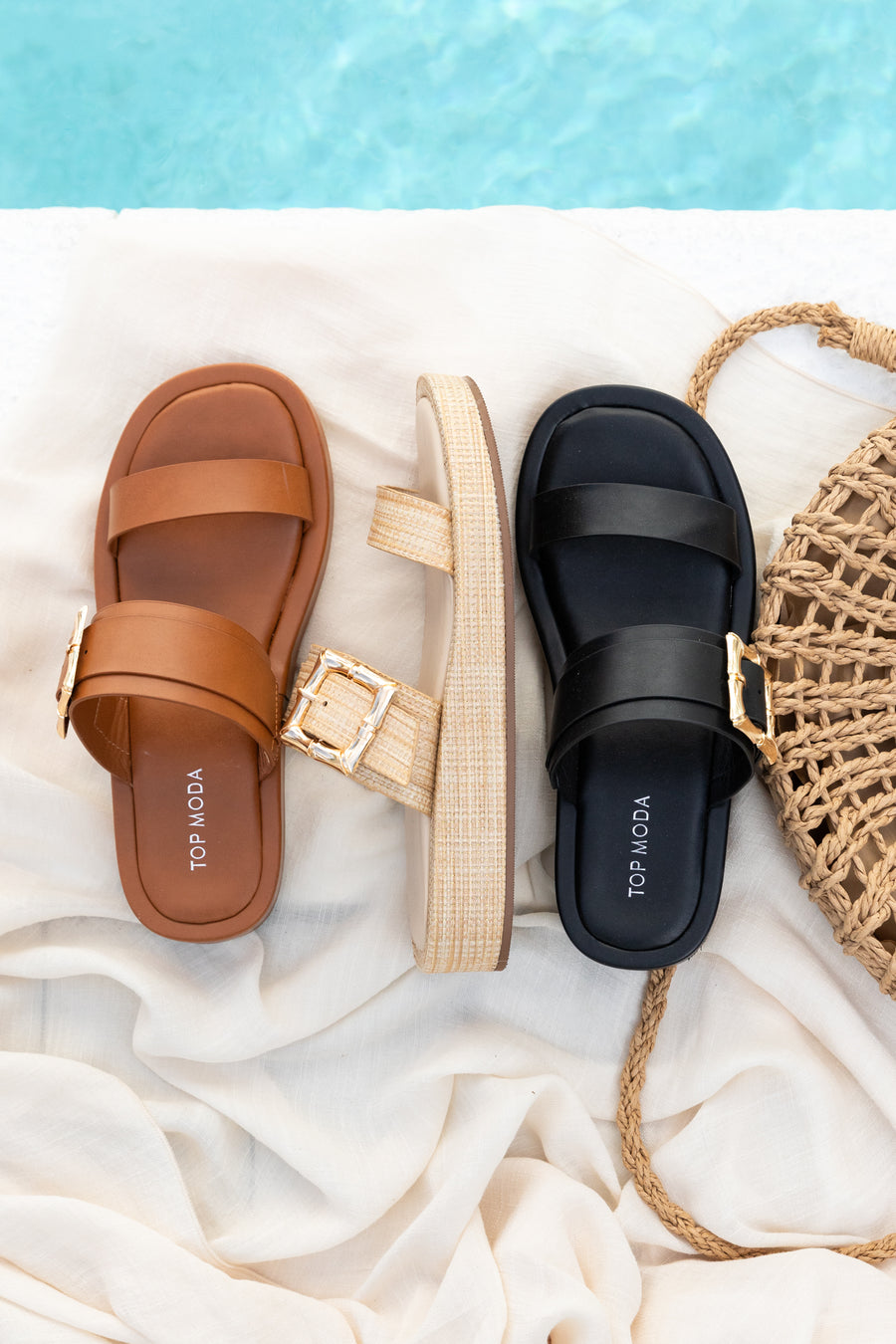 Double Band Thick Sole Buckle Strap Sandals