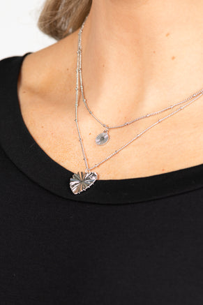 Double Layered Heart Pendant Necklace