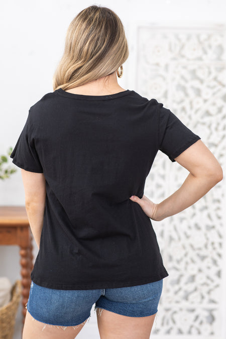 Black Cotton Boyfriend Round Neck Tee