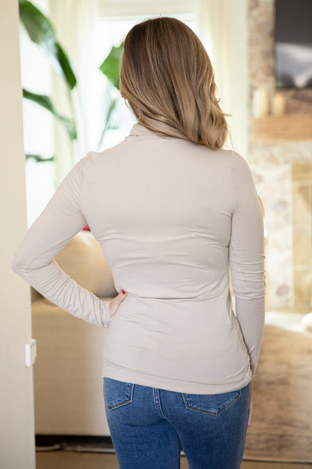 Beige Buttery Soft Turtleneck Top