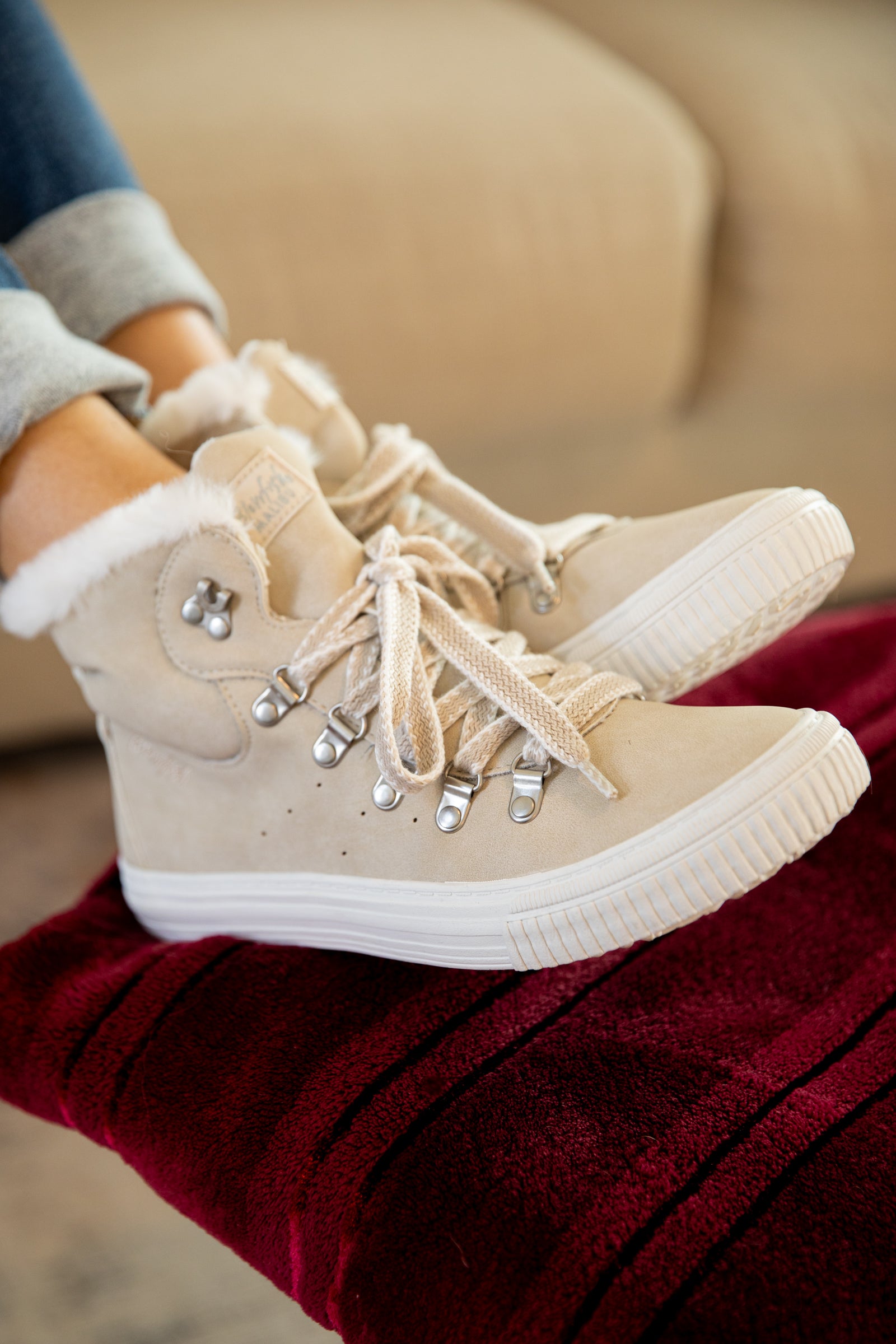 High top shop fur sneakers