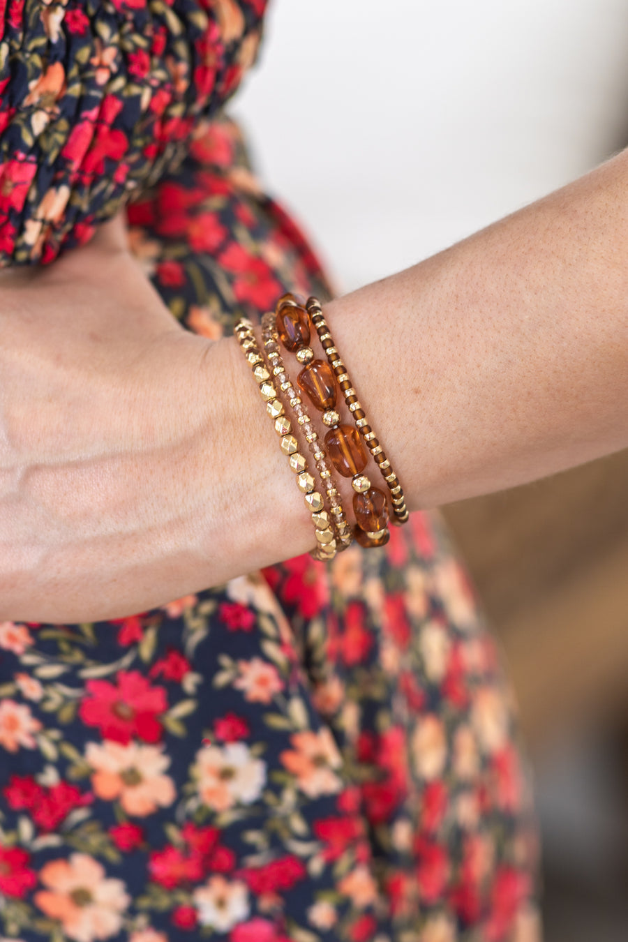 Camel With Gold Accent Bracelet Set