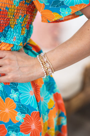 Clear With Gold Accent Bracelet Set