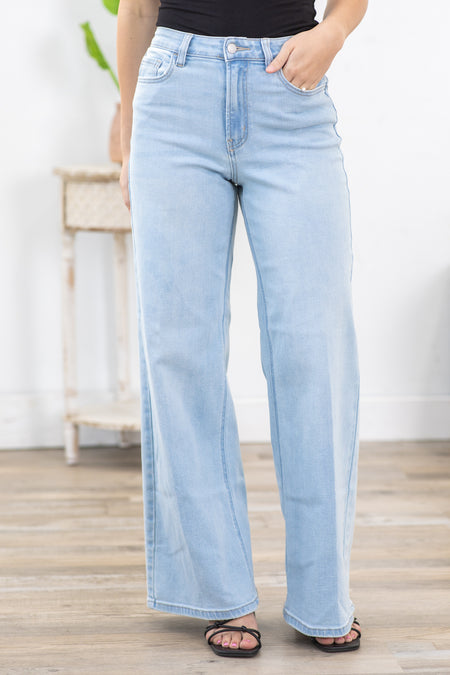 Cello High Light Wash Rise Wide Leg Jean